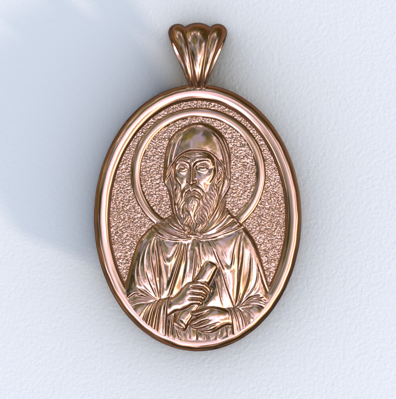 Anthony the Great Mandorla Rose Gold Pendant