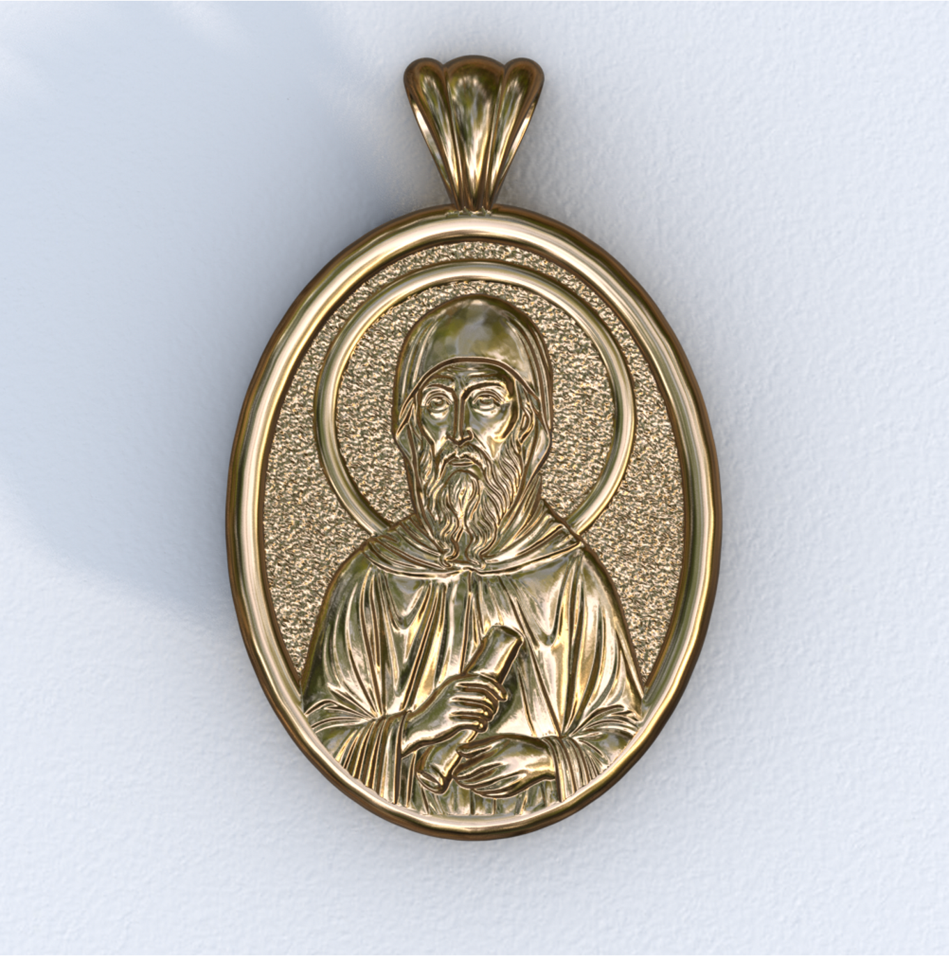 Anthony the Great Mandorla Yellow Gold Pendant