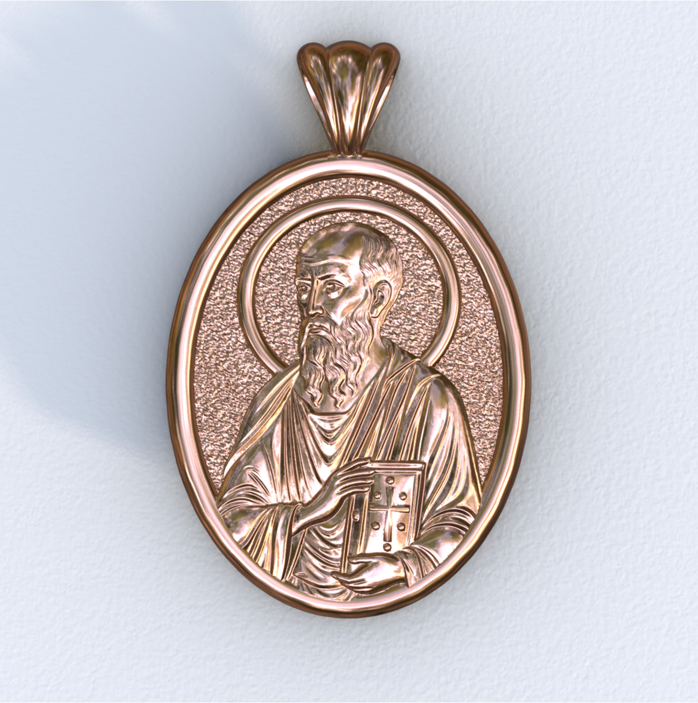 Apostle Paul Rose Gold Mandorla Pendant