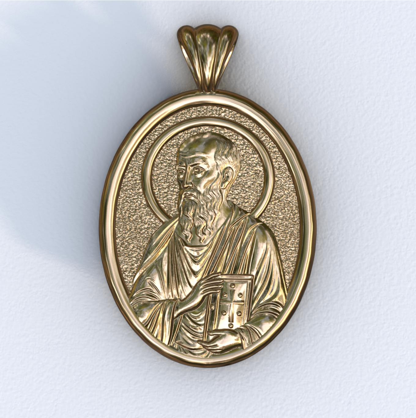 Apostle Paul Yellow Gold Mandorla Pendant
