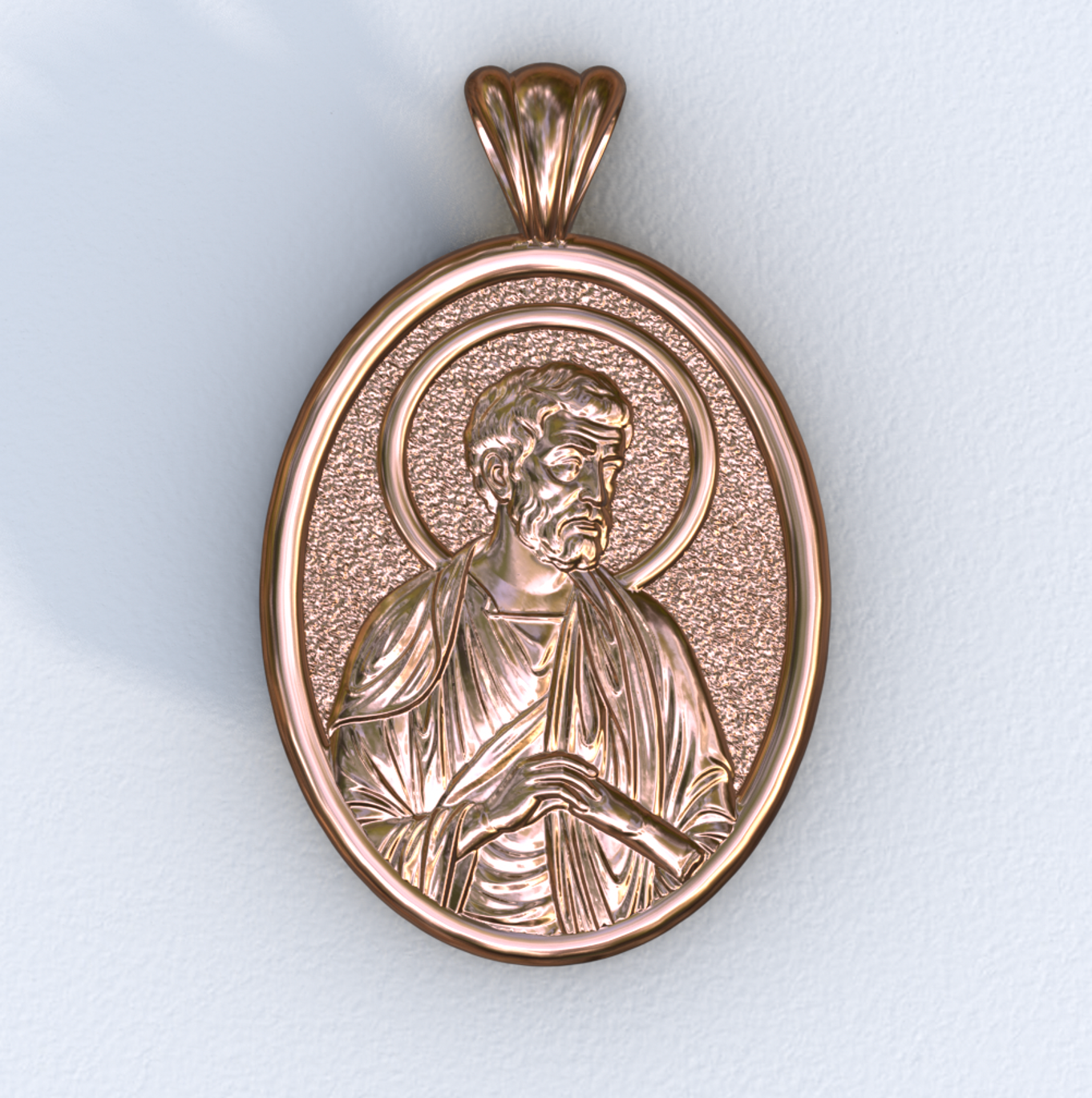 Apostle Peter Rose Gold Mandorla Pendant