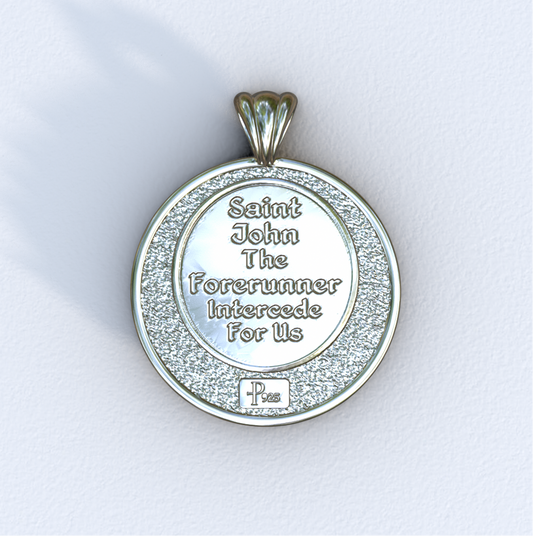 John the Baptist Silver Halo Pendant (Back)
