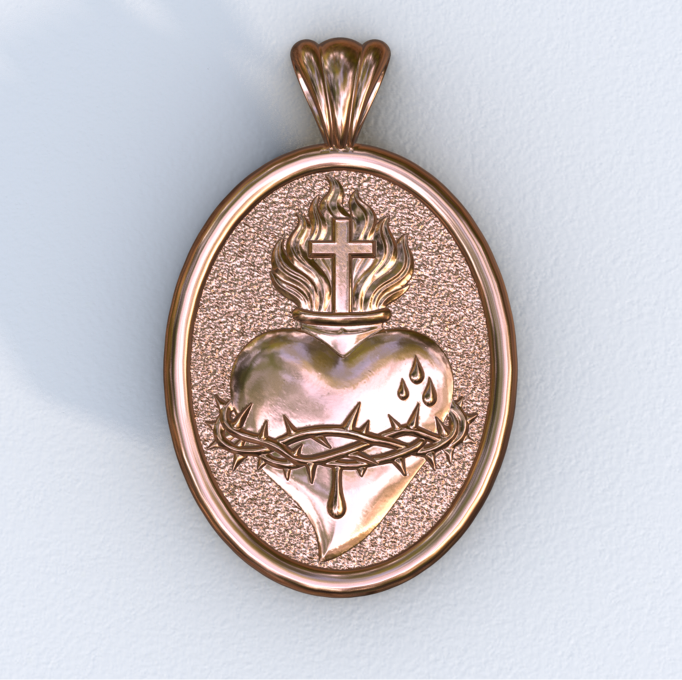 Mandorla Sacred Heart Rose Pendant