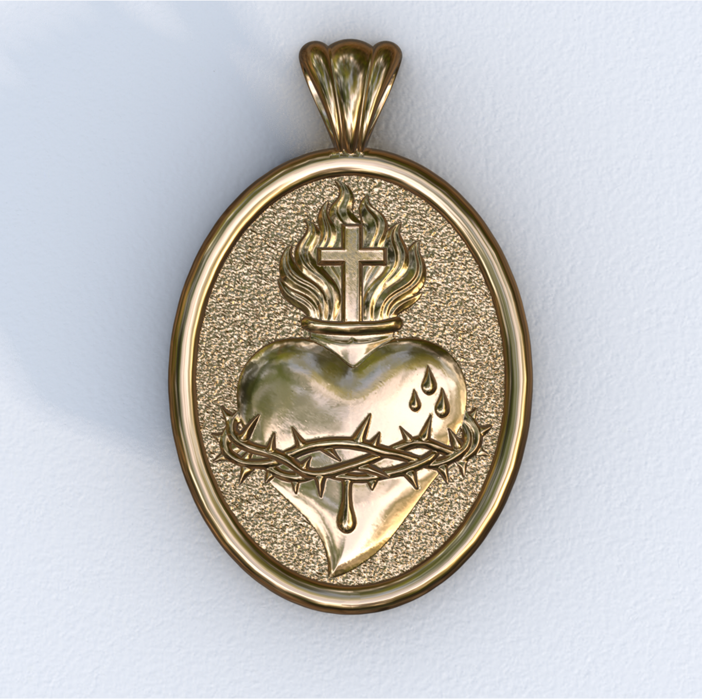 Mandorla Sacred Heart Yellow Pendant