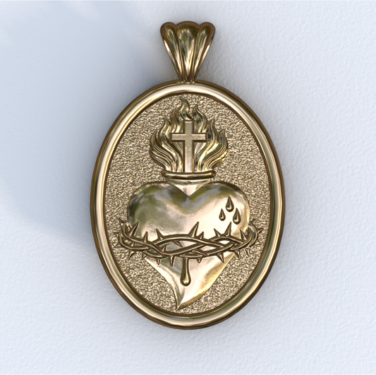Mandorla Sacred Heart Yellow Pendant