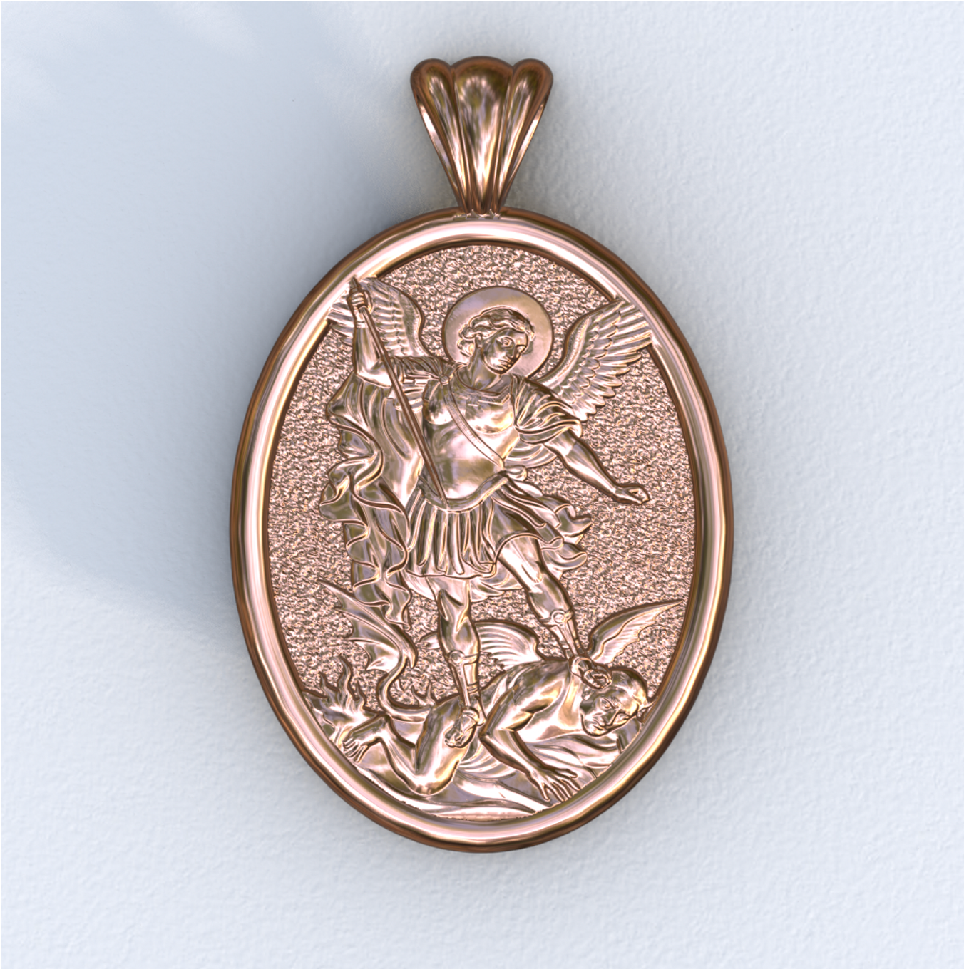 Michael the Archangel Rose Gold Mandorla Pendant