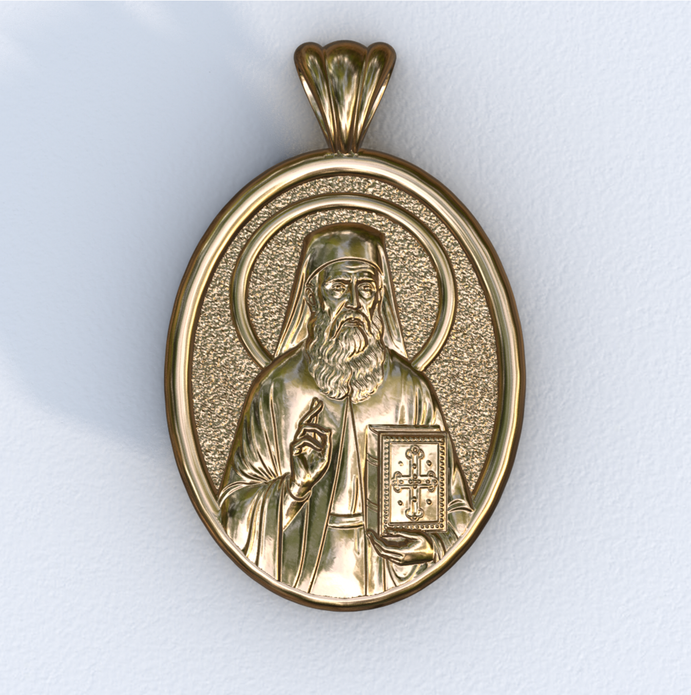 Nektarios mandorla Yellow Gold Pendant
