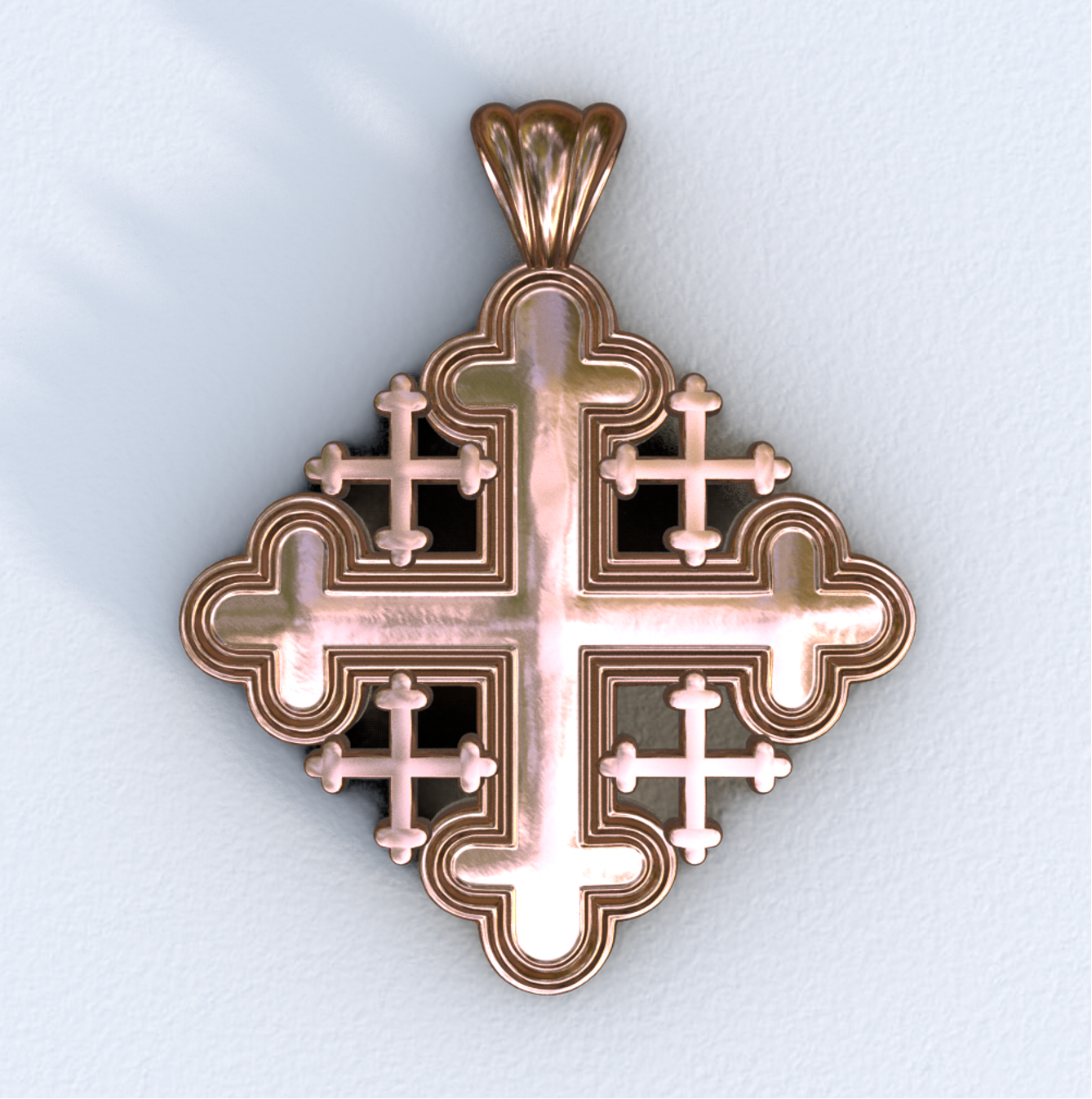 Rose Gold Jerusalem Cross