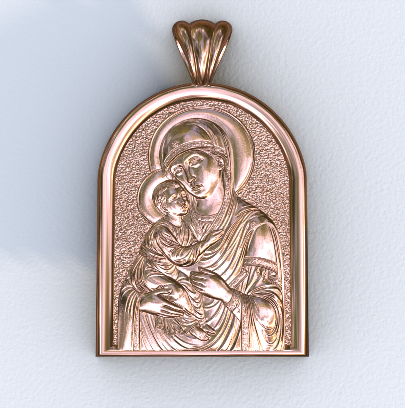 Theotokos of Vladimir Rose Gold Apse Pendant