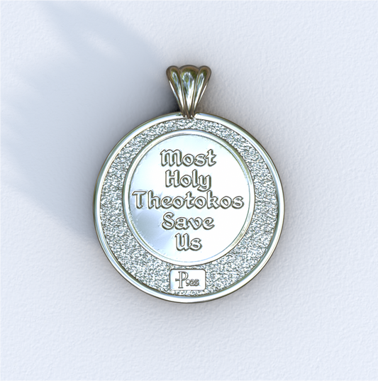 Theotokos of Vladimir Round Silver Pendant (back)