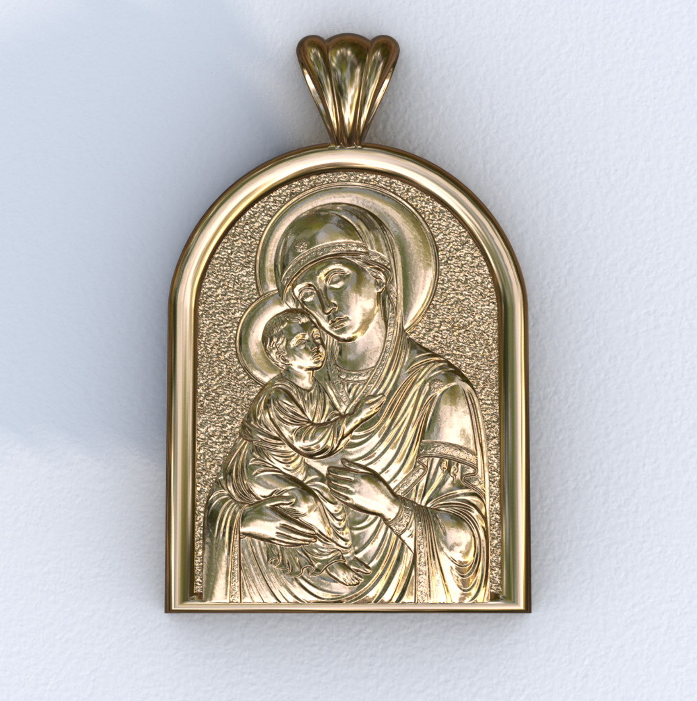 Theotokos of Vladimir Yellow Gold Apse Pendant