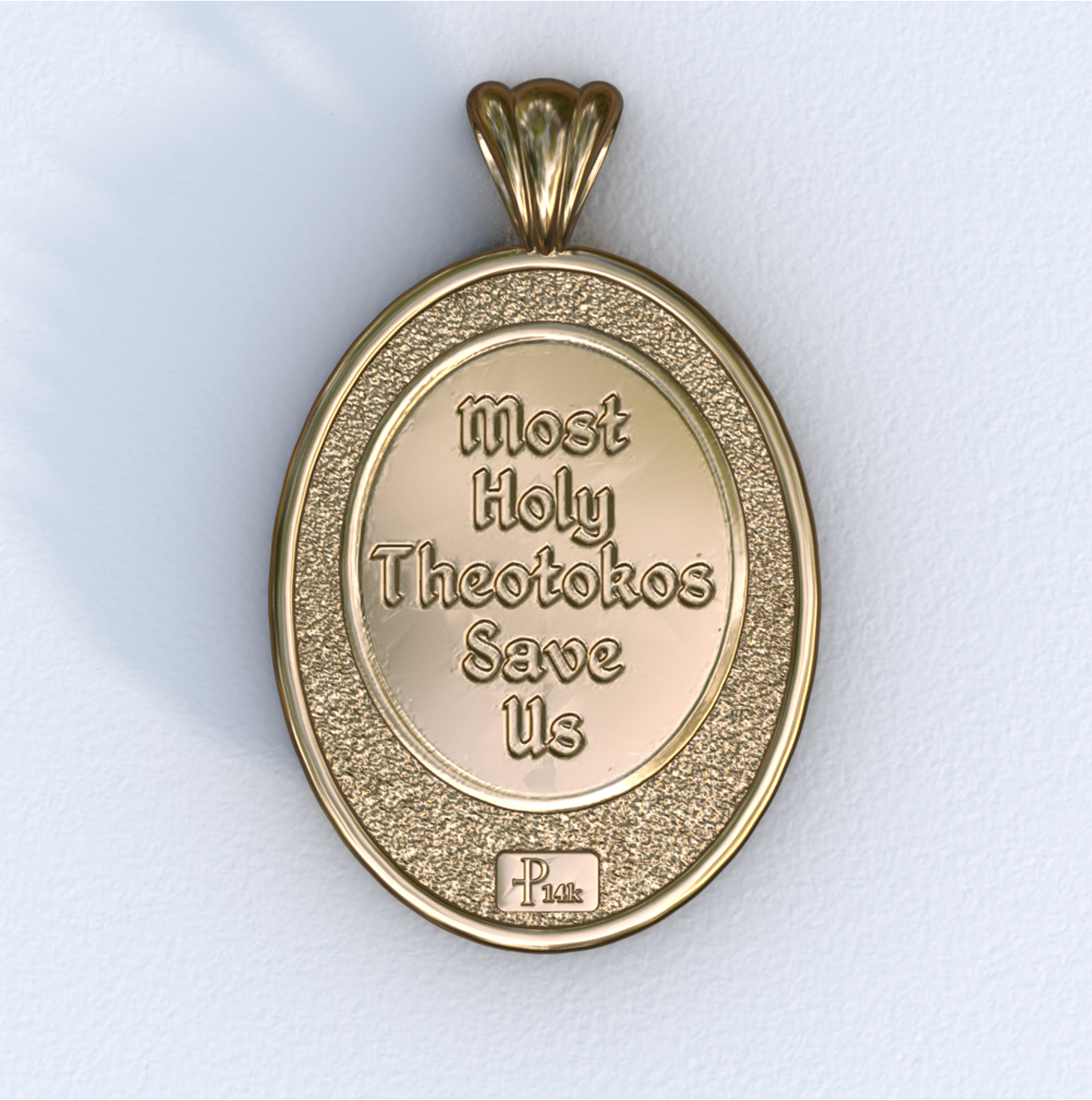 Theotokos of Vladimir Yellow Gold Mandorla Pendant (Back)