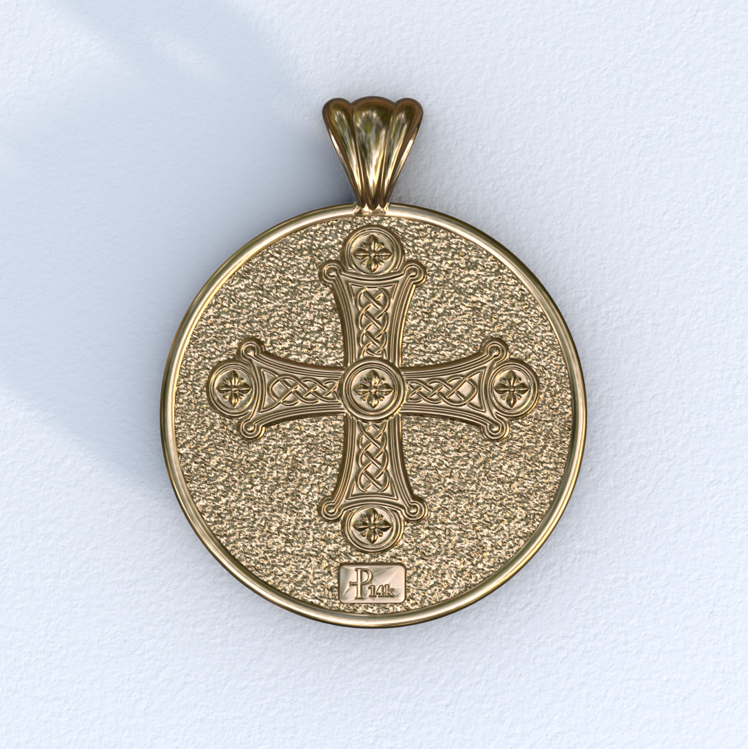 Vermeil and Gold Peacock and Cross Pendant (Back)