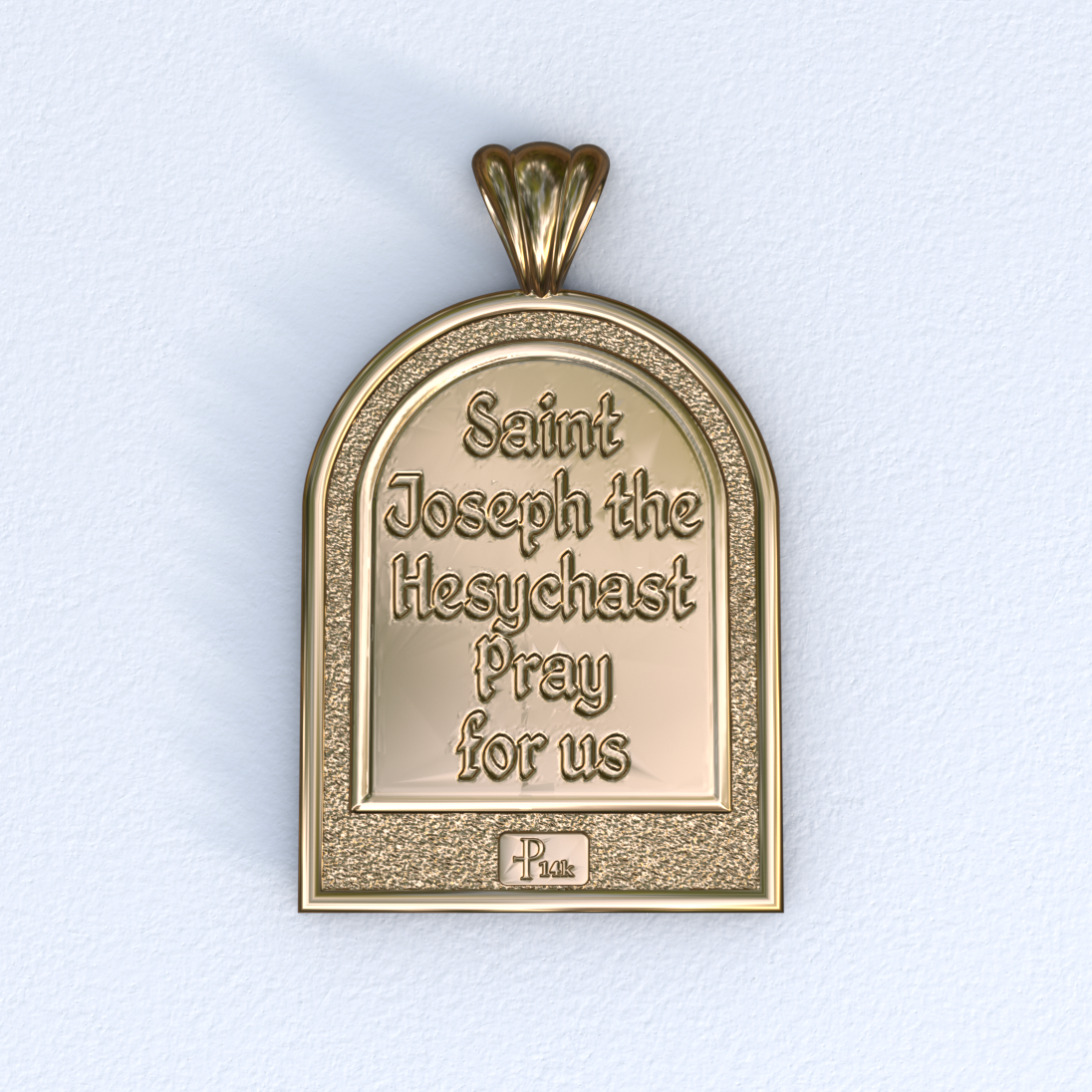 Vermeil and Yellow Gold Saint Joseph the Hesychast Icon Apse Pendant Back
