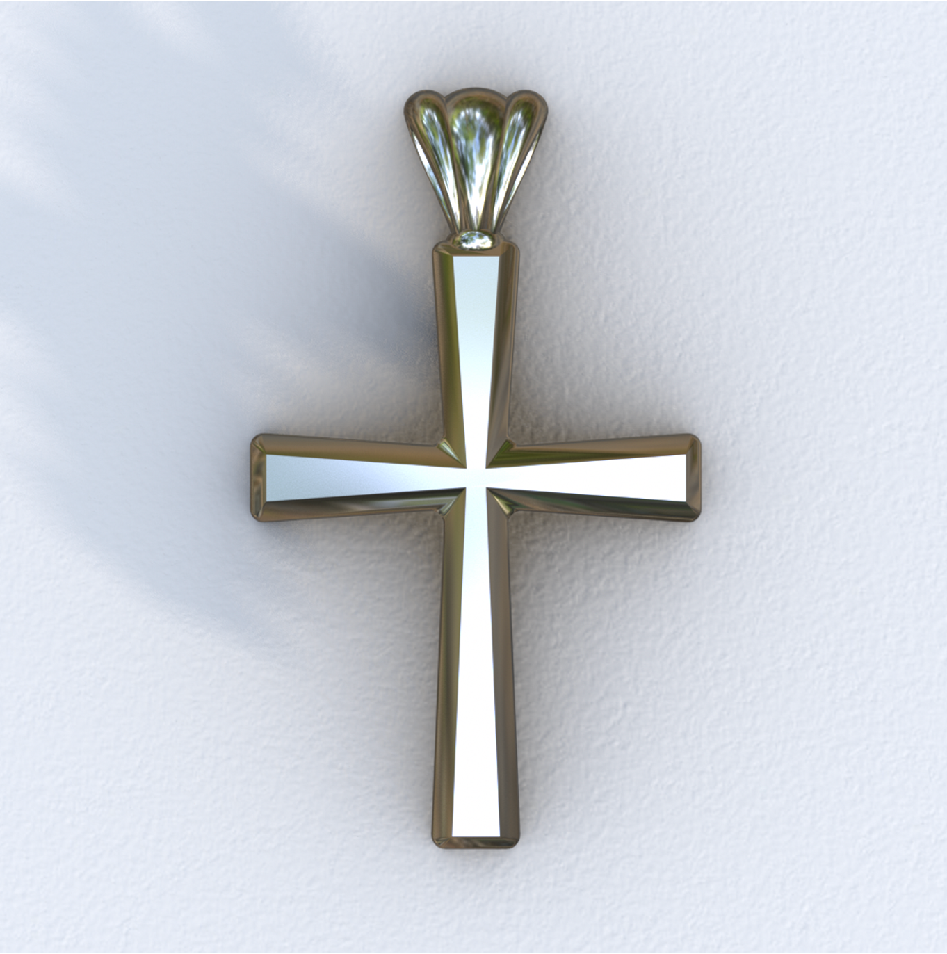 White Gold Beveled Cross