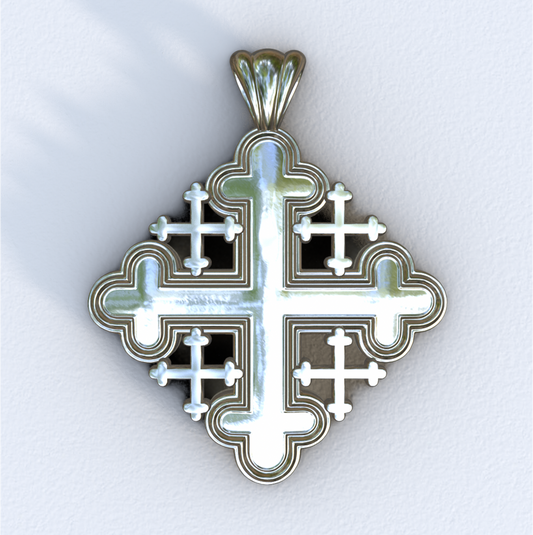 White Gold Jerusalem Cross