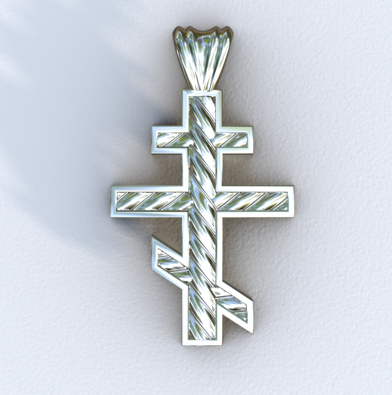 White Gold Three Bar Helix Cross