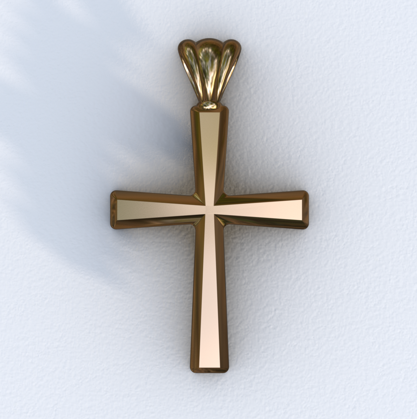Yellow Gold Beveled Cross