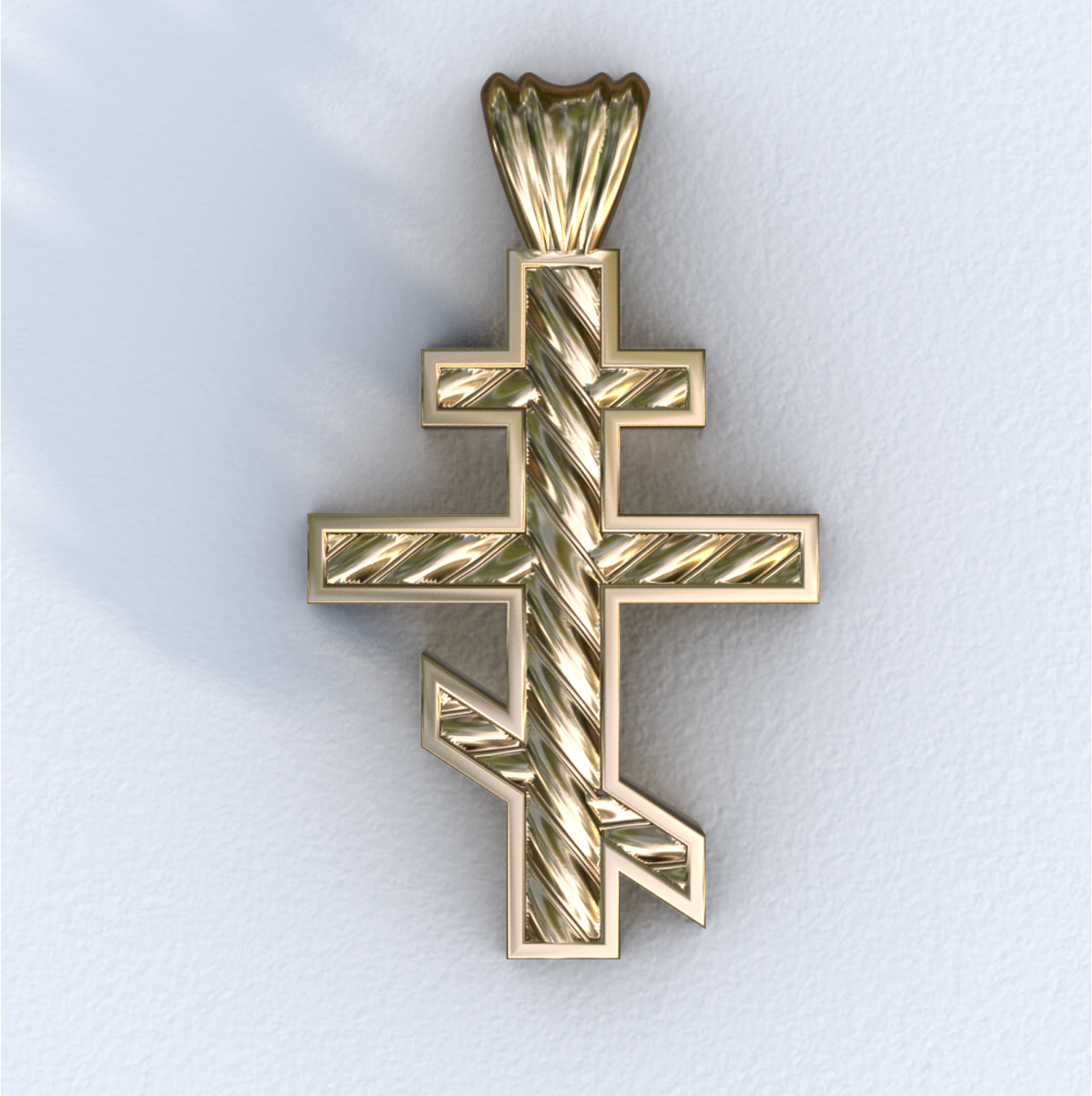 Yellow Gold Three Bar Helix Cross