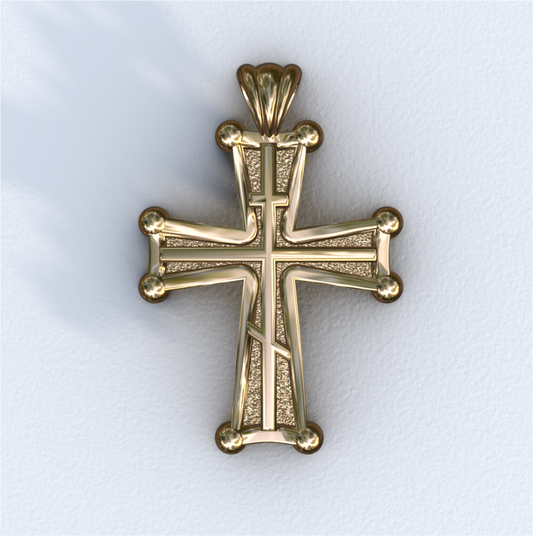 Yellow Gold Three Bar Sinai Cross