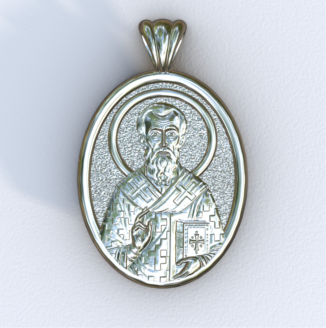 Ambrose of Milan Silver Mandorla Pendant