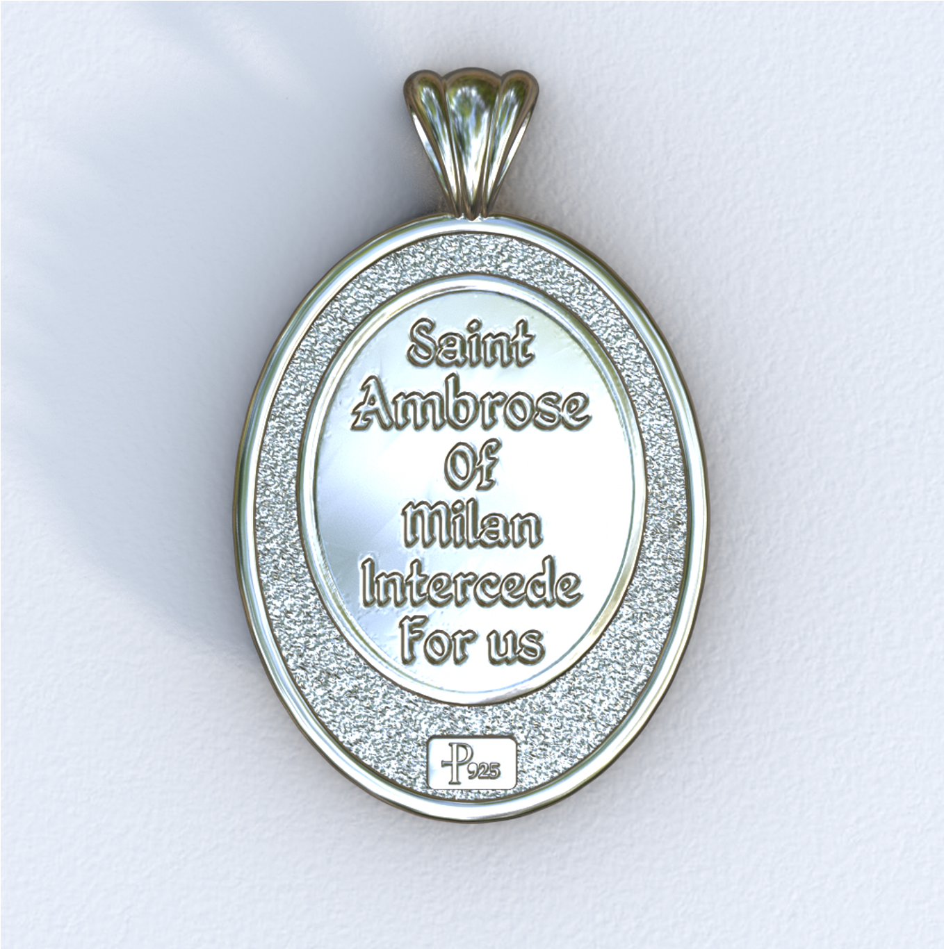 Ambrose of Milan Silver Mandorla Pendant (Back)