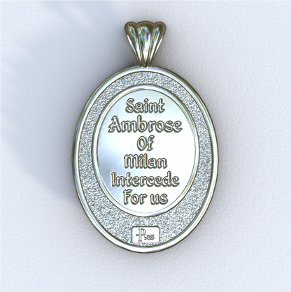 Ambrose of Milan Silver Mandorla Pendant (Back)