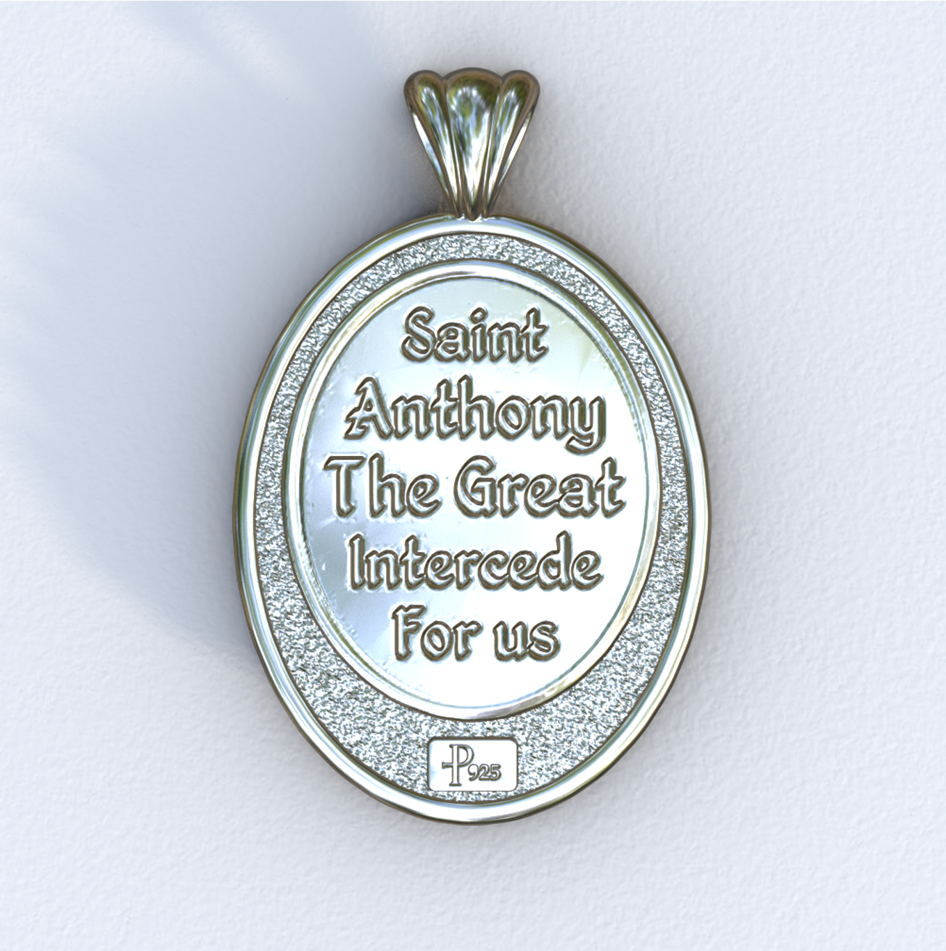 Anthony the Great Mandorla Silver Pendant (Back)