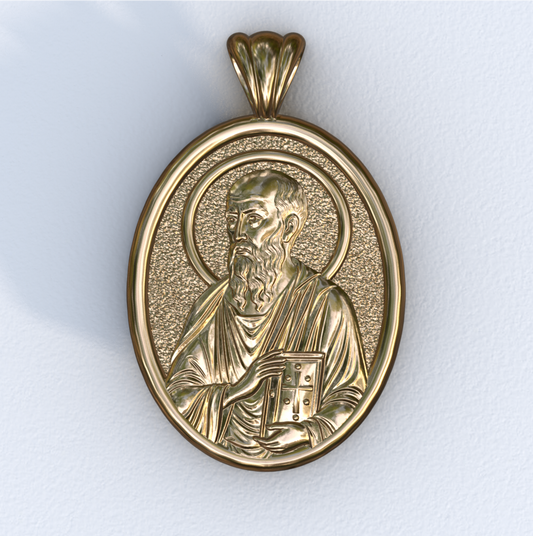 Apostle Paul Yellow Gold Mandorla Pendant