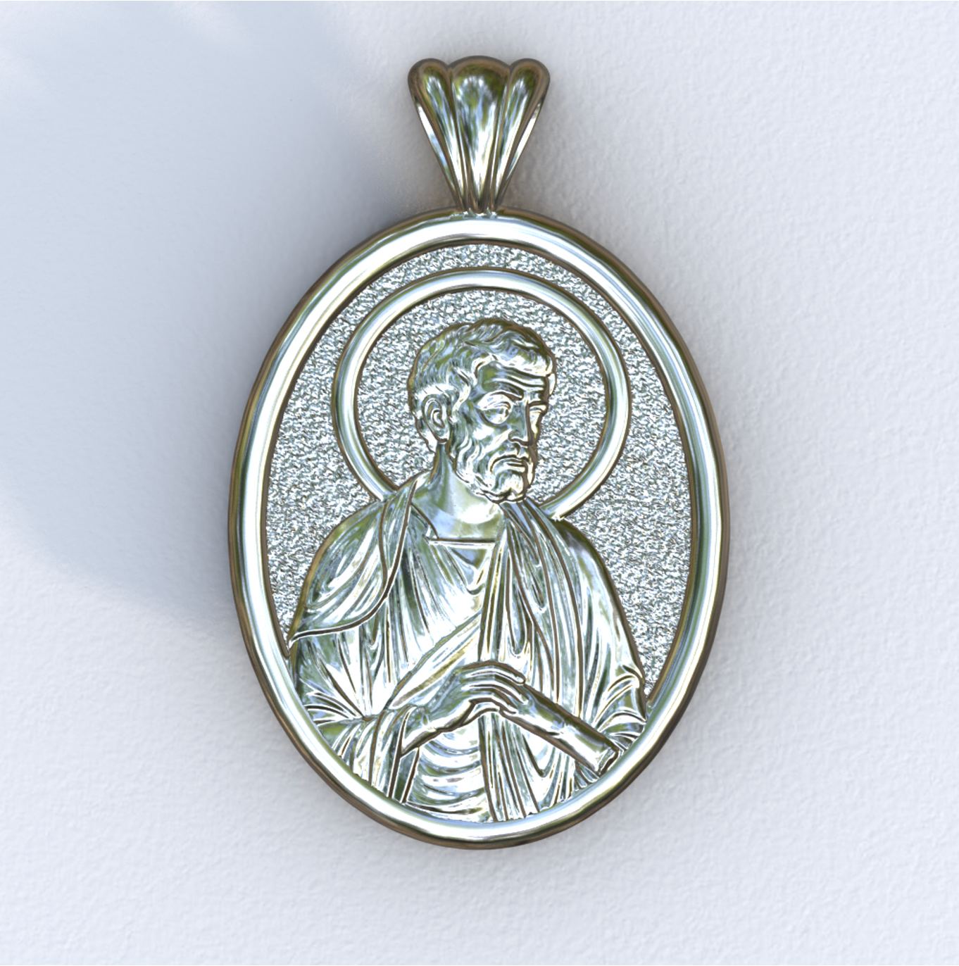 Apostle Peter Silver Mandorla Pendant