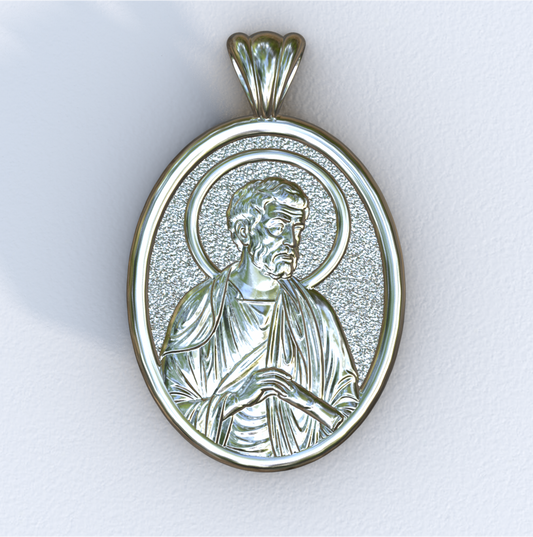 Apostle Peter Silver Mandorla Pendant