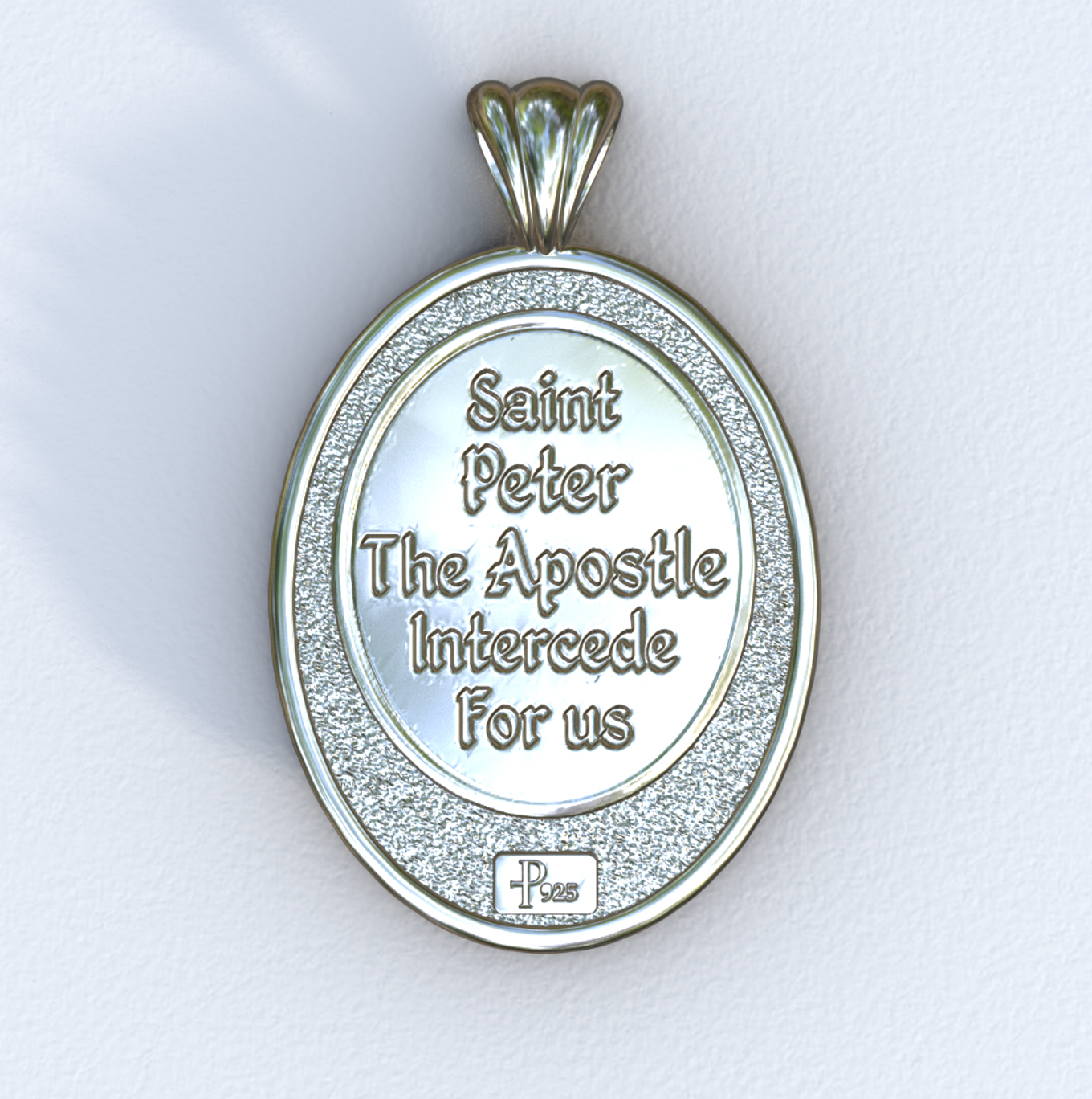 Apostle Peter Silver Mandorla Pendant (Back)