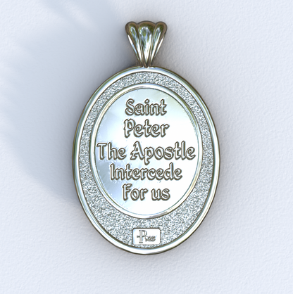 Apostle Peter Silver Mandorla Pendant (Back)