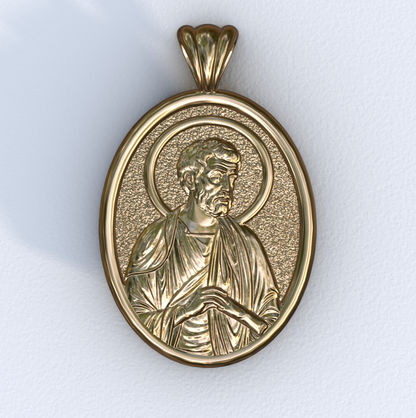 Apostle Peter Yellow Gold Mandorla Pendant