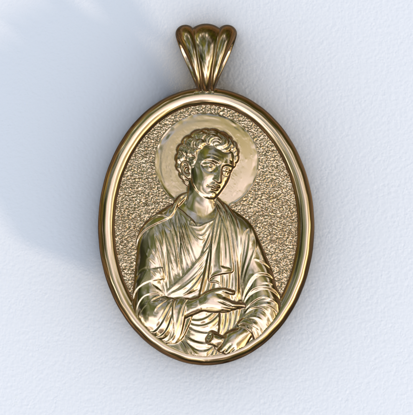Apostle Thomas Yellow Gold Mandorla Pendant
