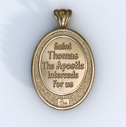 Apostle Thomas Yellow Gold Mandorla Pendant (back)