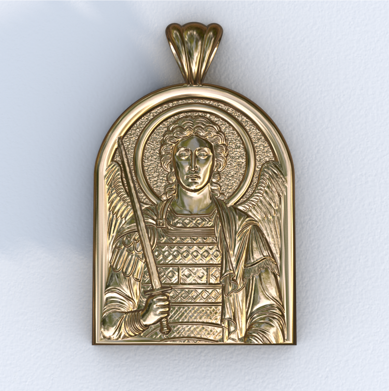Archangel Michael Yellow Gold Apse Pendant