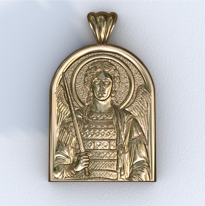 Archangel Michael Yellow Gold Apse Pendant