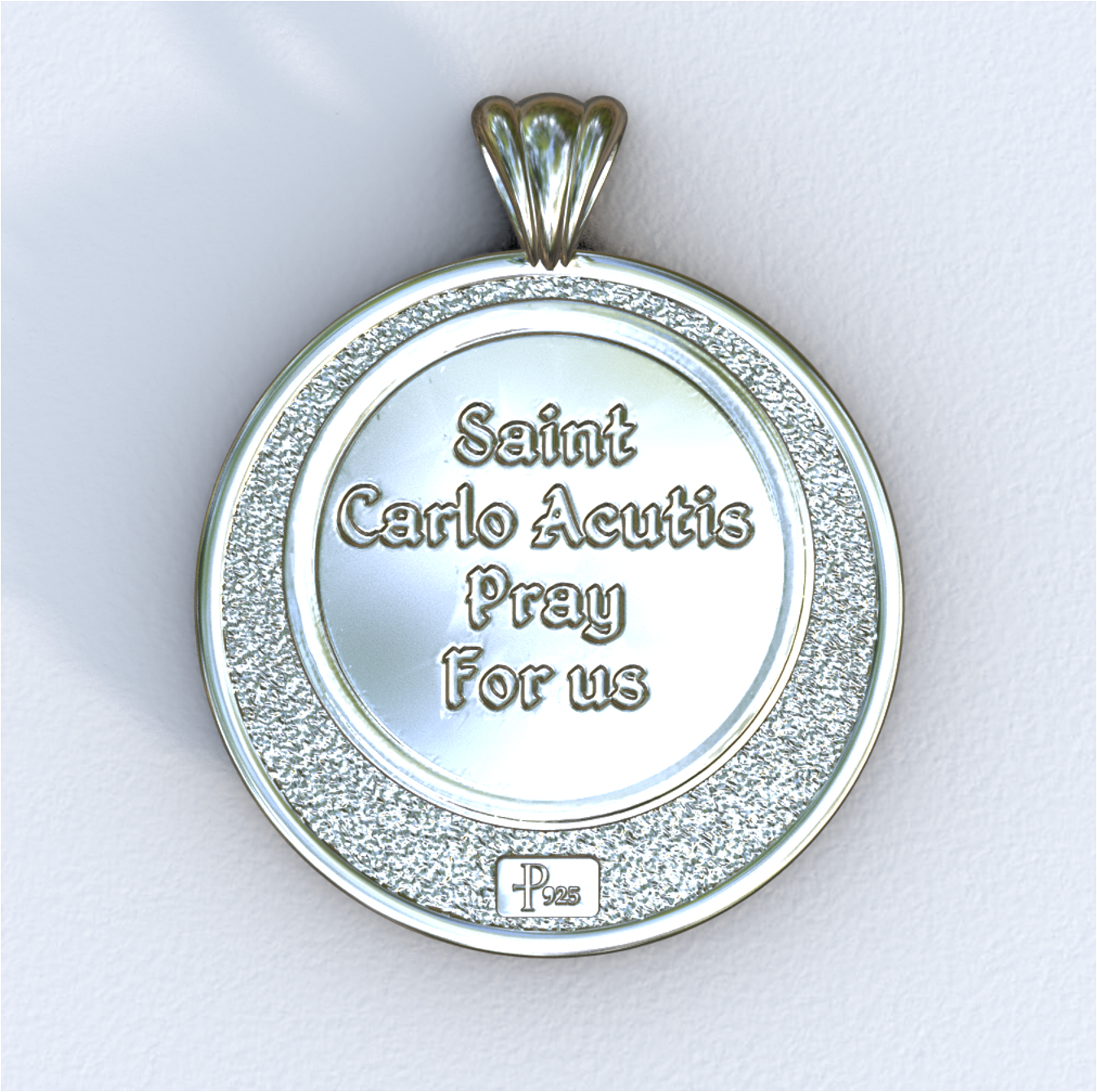 Carlo Acutis Halo Pendant White (Back)