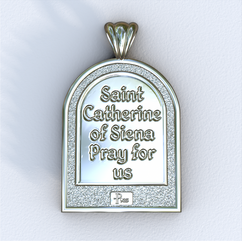Catherine of Siena Silver Apse Pendant (Back)