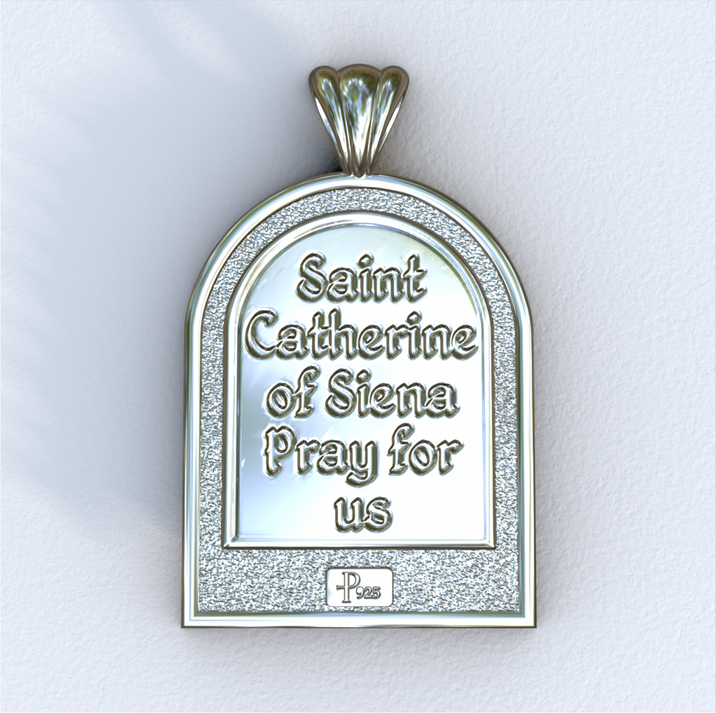 Catherine of Siena Silver Apse Pendant (Back)