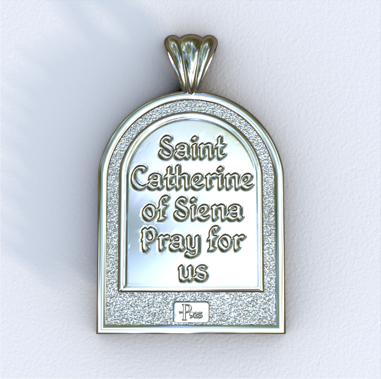 Catherine of Siena Silver Apse Pendant (Back)