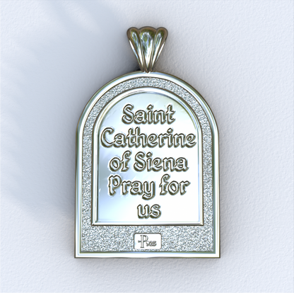 Catherine of Siena Silver Apse Pendant (Back)