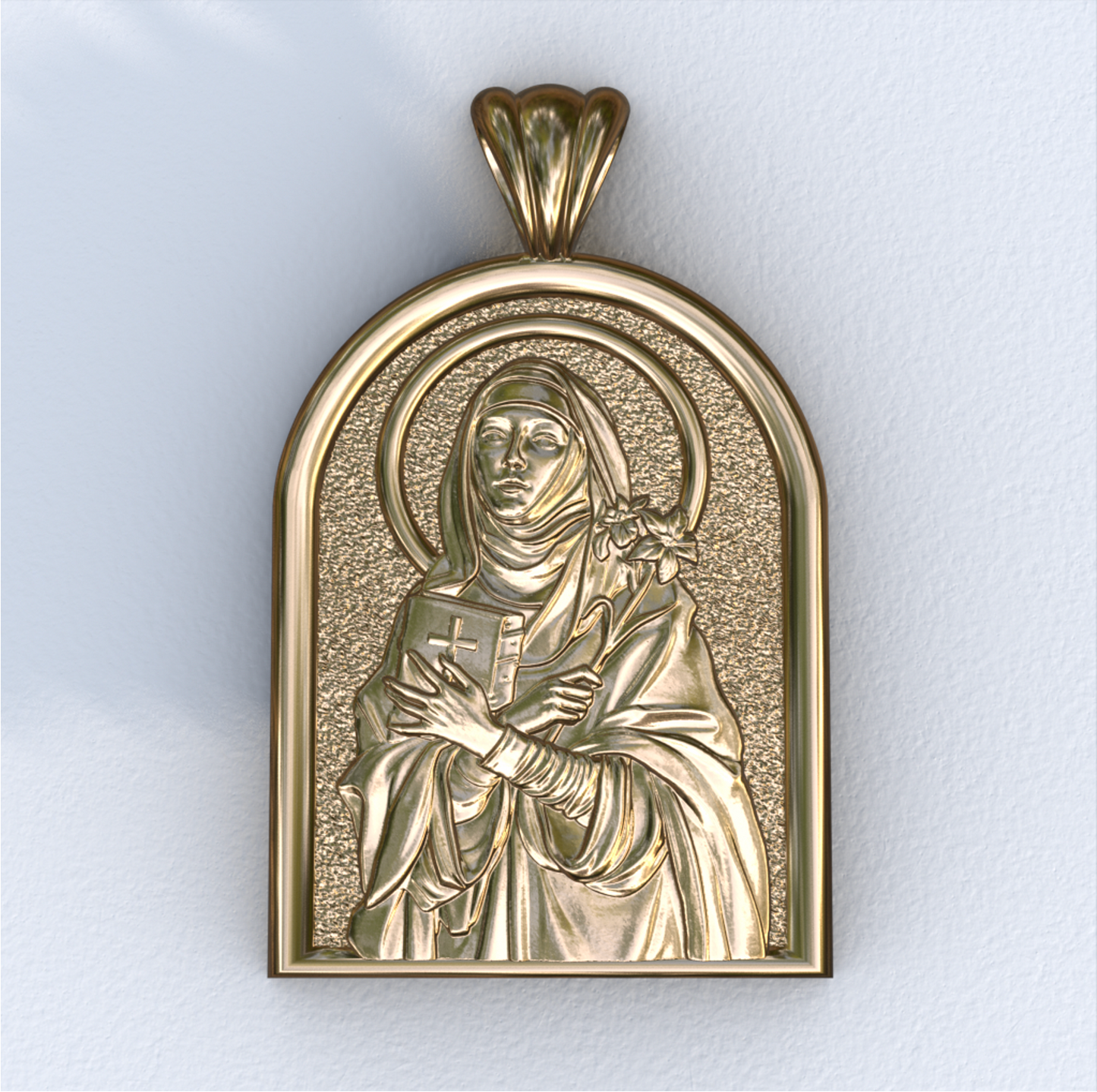 Catherine of Siena Yellow Gold Apse Pendant
