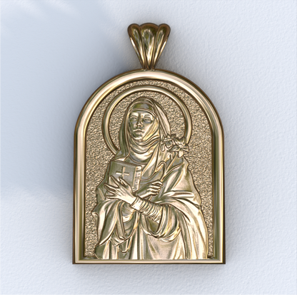 Catherine of Siena Yellow Gold Apse Pendant
