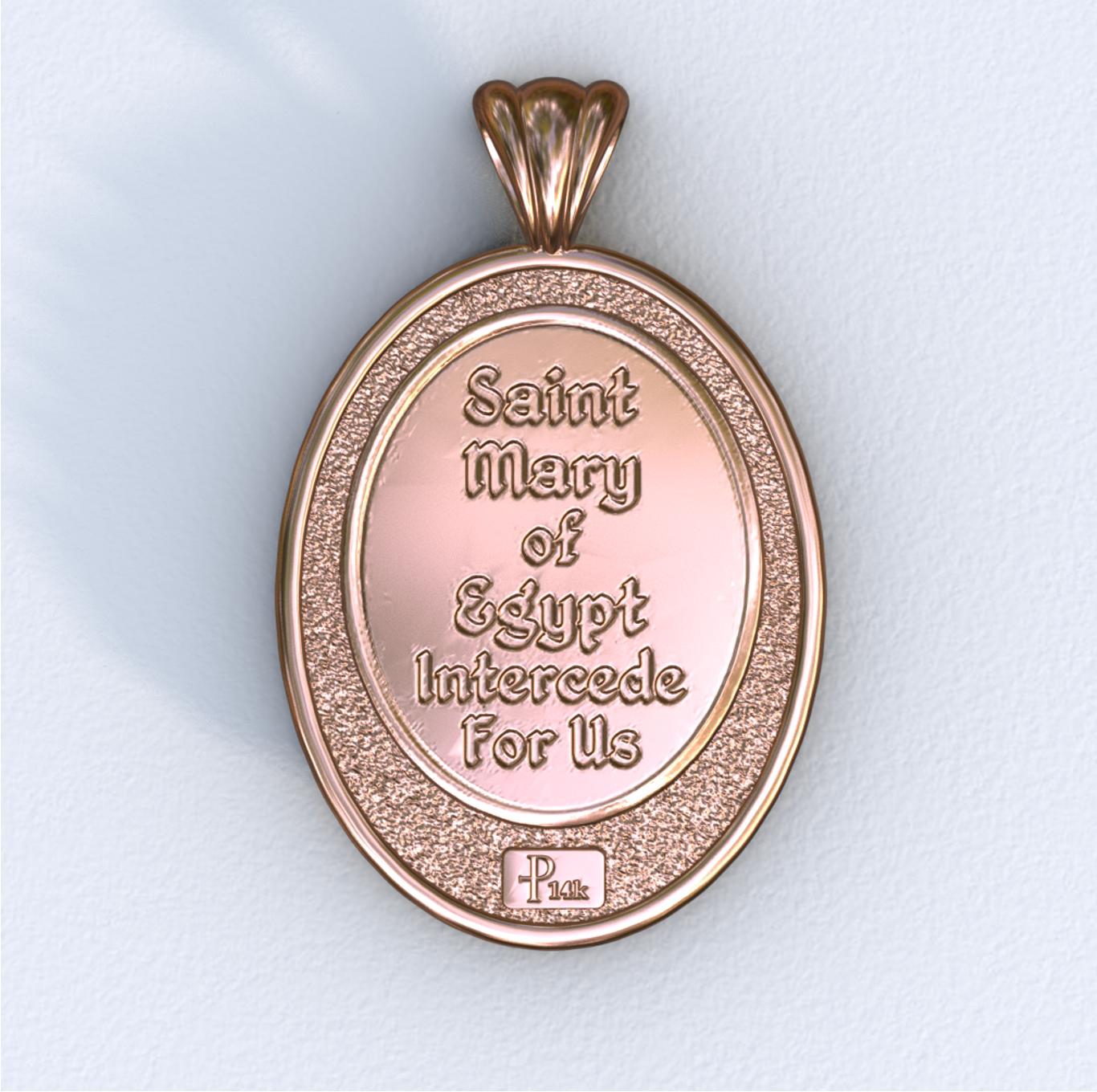 Coptic Mary of Egypt Rose Mandorla Pendant (Back)