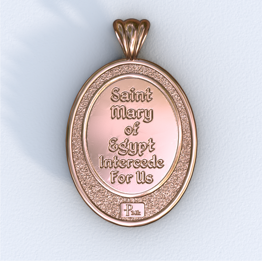 Coptic Mary of Egypt Rose Mandorla Pendant (Back)