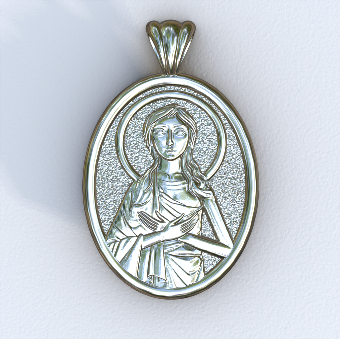 Coptic Mary of Egypt White Mandorla Pendant