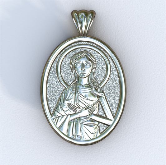 Coptic Mary of Egypt White Mandorla Pendant