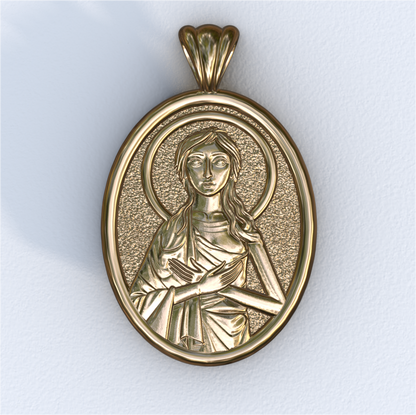 Coptic Mary of Egypt Yellow Mandorla Pendant